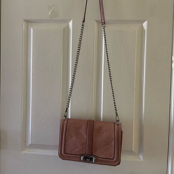 Rebecca Minkoff Chevron Love leather Quilted pink Crossbody Bag . - Picture 2 of 16